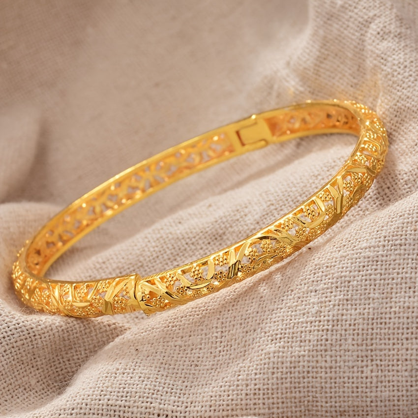 Boho Style Copper Open Bangle Bracelet 18K Plated For Mother's Gift