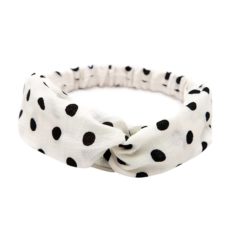 Polka Dotted Twisted Fabric Headband Boho Hair Scarf 1pc