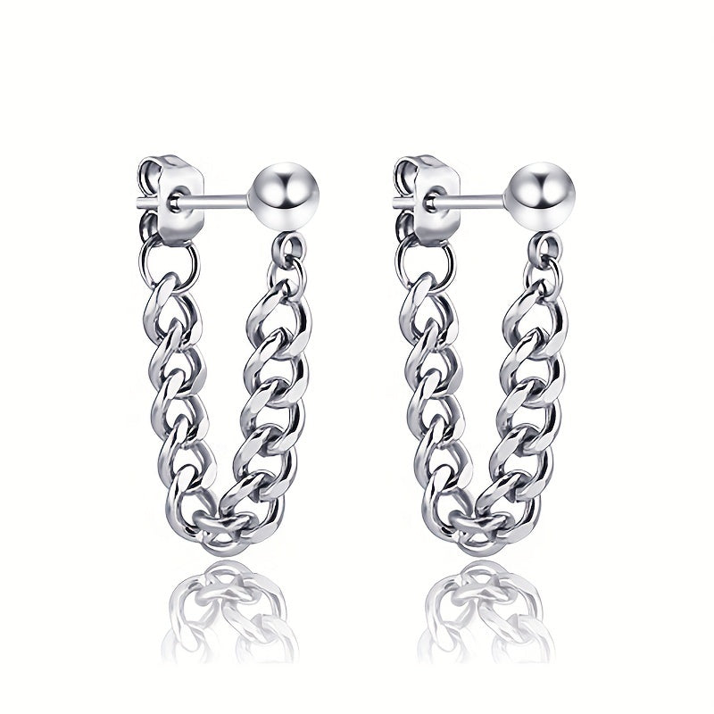 Men's Silver Stud Earrings Small Steel Ball Stainless Steel
