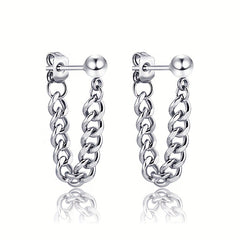 Men's Silver Stud Earrings Small Steel Ball Stainless Steel