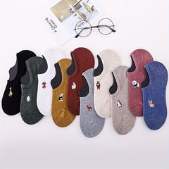 10 Pairs Cartoon Embroidery Low Cut Ankle Socks Women's Stockings