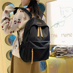 Solid Student Backpack Preppy Style Schoolbag Casual Laptop