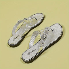 Rhinestone Flip Flops Flat Summer Shoes