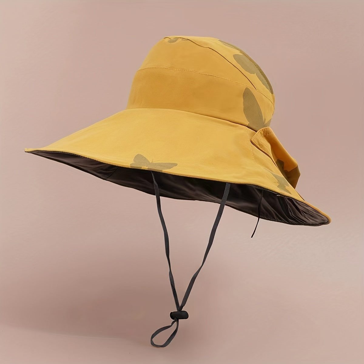 Butterfly Print Wide Brim Bucket Hat UV Protection