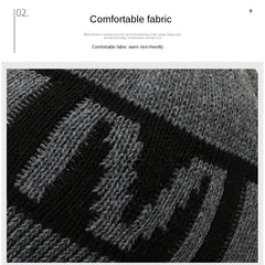 Men's Knitted Hat Muffler Autumn Winter Warm Windproof Wool Hat