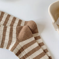 5 Pairs Striped Crew Socks Comfy & Breathable Women's Stockings