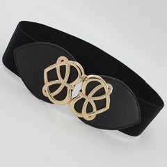Heart Buckle Wide Elastic Waistband Long Belt Dress Adornment