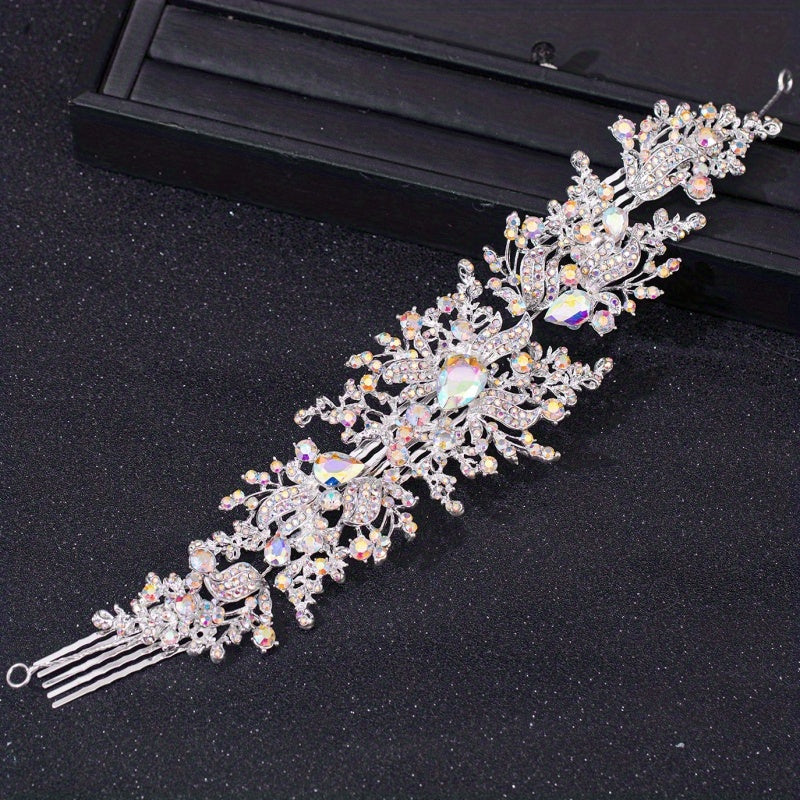 Bridal Wedding Rhinestone Hair Comb Crystal Flower Hair Comb For Women