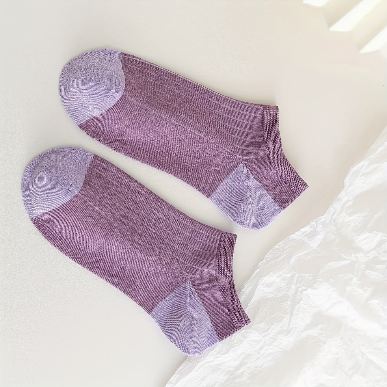 5 Pairs Colorblock Ankle Socks Soft Lightweight Low Cut Women's Stockings