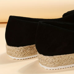 Women's Bowknot Espadrille Loafers Slip On Platform Shoes