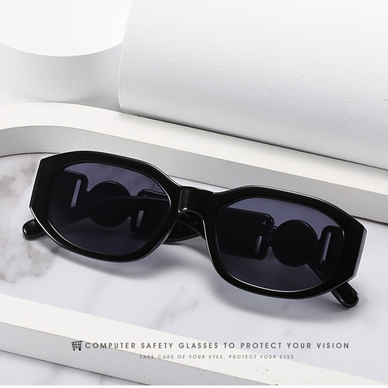 Vintage Polygonal Sunglasses Metal Flower Label Classic Shades