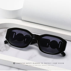Vintage Polygonal Sunglasses Metal Flower Label Classic Shades