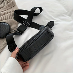 Crocodile Embossed Shoulder Bag with Coin Bag - Stylish Crossbody Bag
