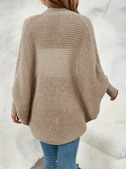  Solid Batwing Sleeve Open Front Cardigan