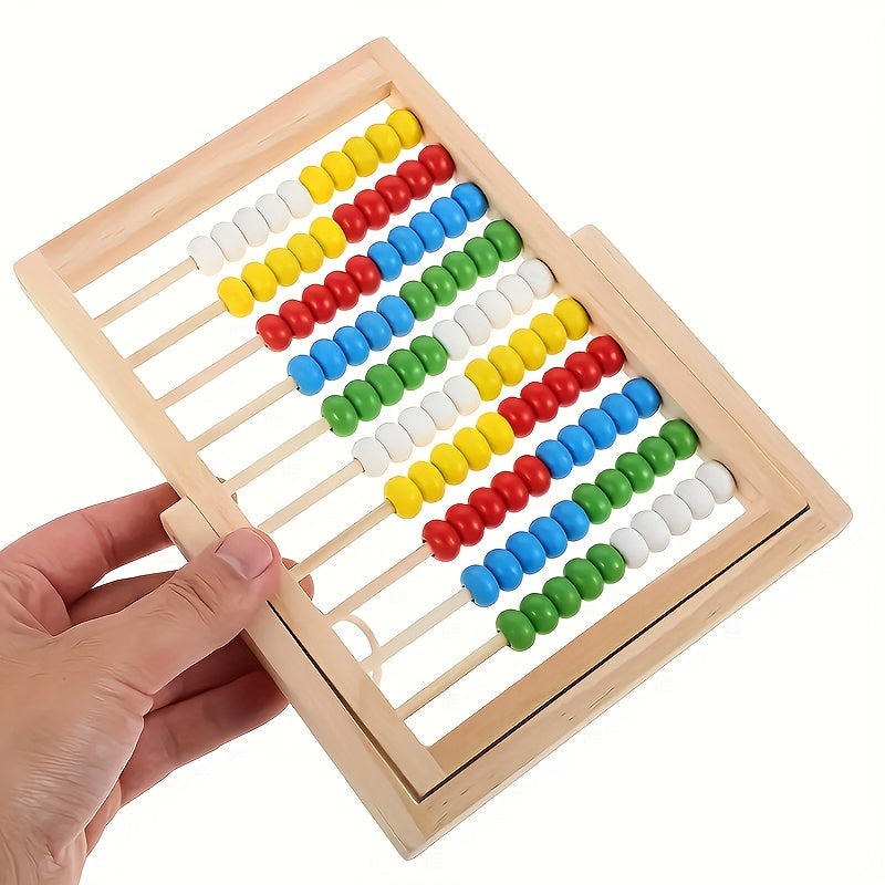 Wooden Math Learning Toy Colorful Bead Puzzle Educational Gift