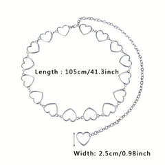 Hollow Metal Heart Chain Belt Women Silvery Waist Decoration