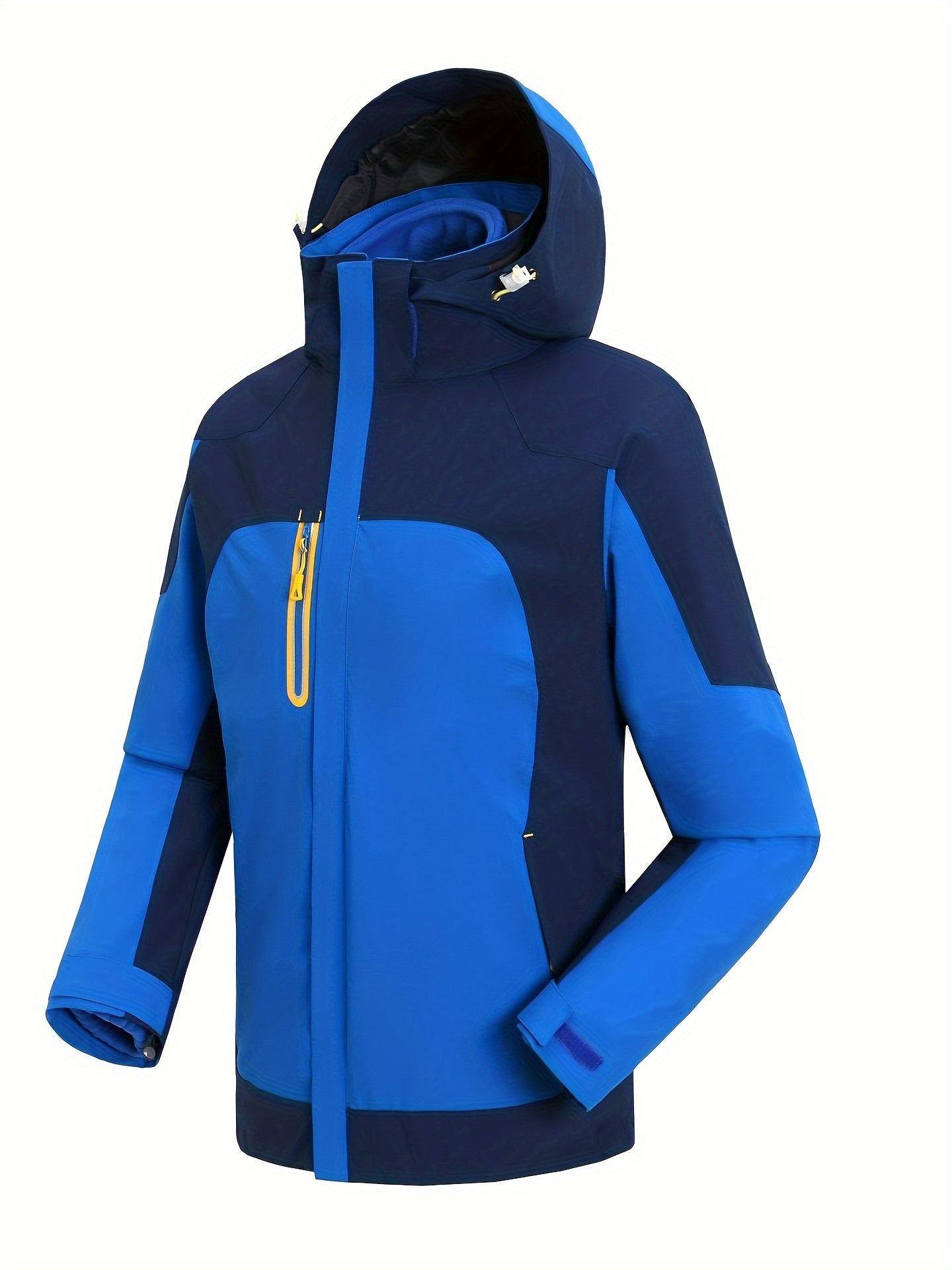  Colorblock Zip Up Long Sleeve Outdoor Hooded Jacket