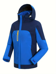  Colorblock Zip Up Long Sleeve Outdoor Hooded Jacket