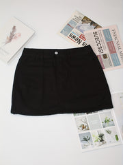 Denim Mini Skirt with Pockets and Side Slit
