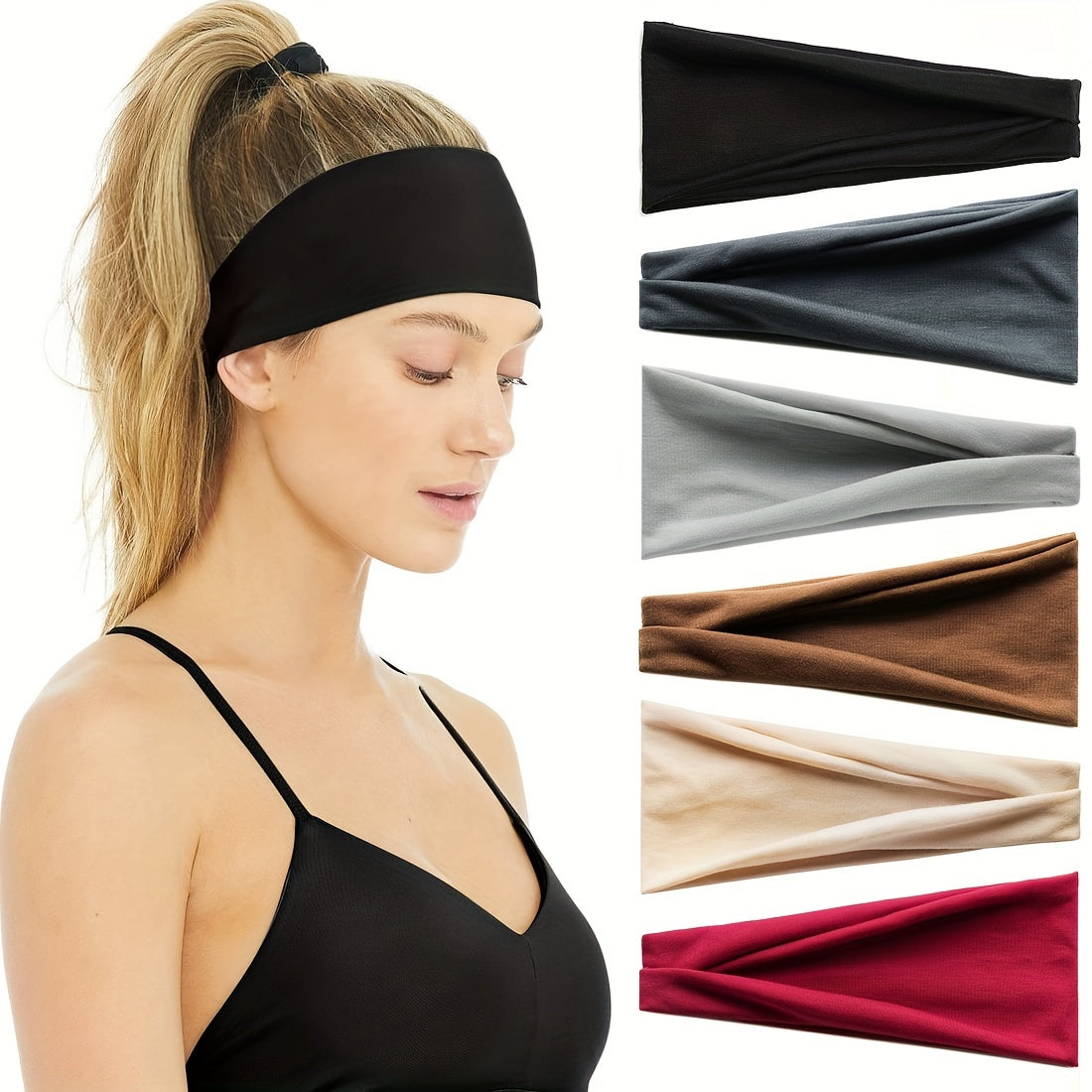 Soft Elastic Hair Band Sports Headband Yoga Running Sweatband