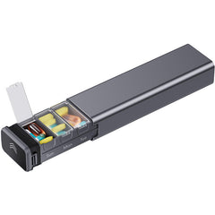 Kursoaya Steel Grey Metal Pill Organizer Large Capacity Travel Daily Pills