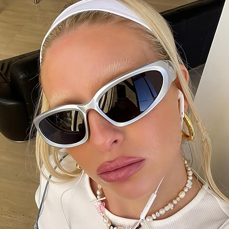 Y2K Punk Sports Sunglasses Wrap Around Sunshade Women Eyeglasses