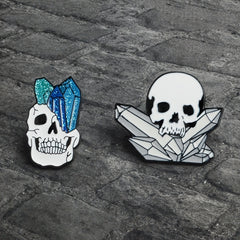 Crystal Column Skull Brooch