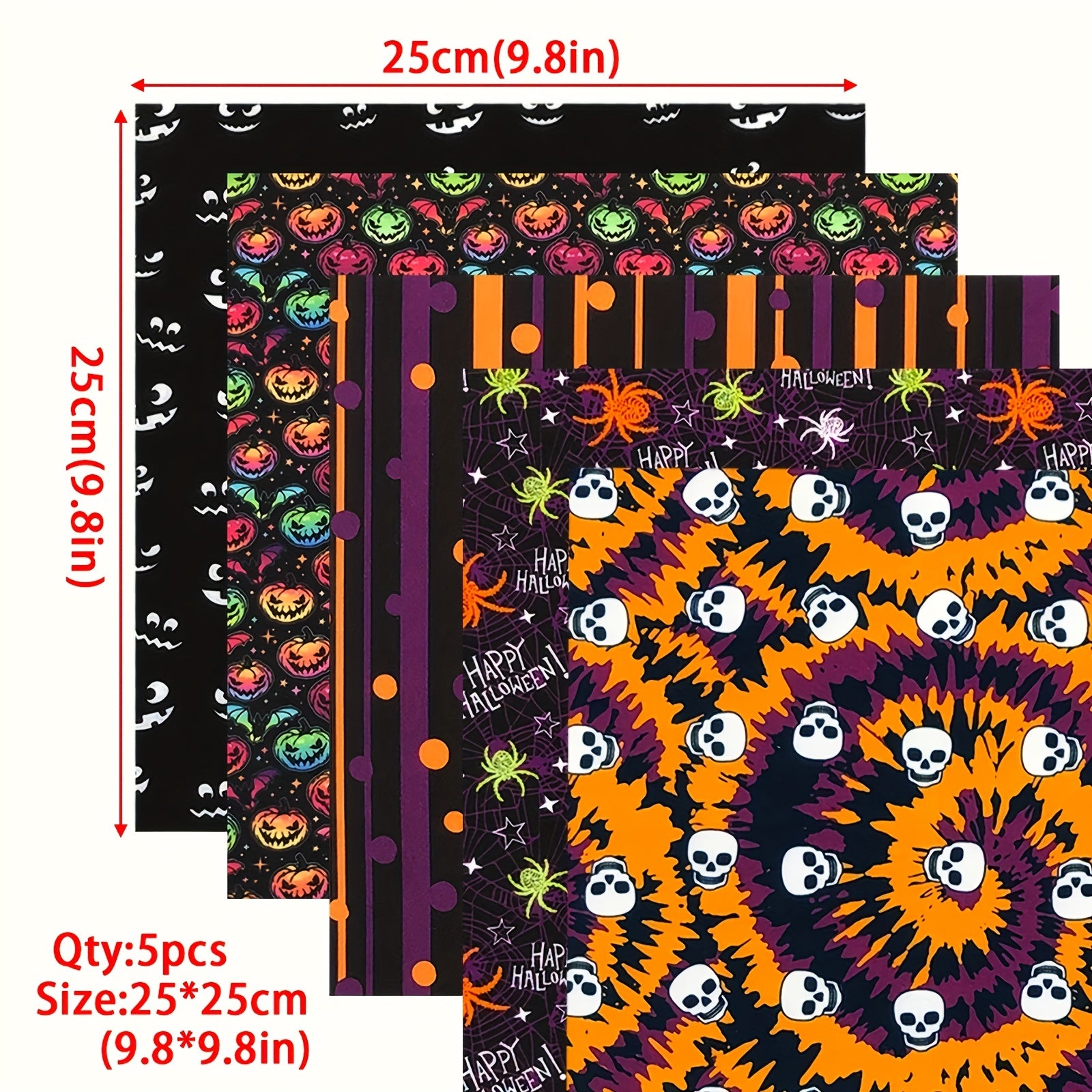 5pcs 24 89 24 Halloween Pattern Polyester Square Printed Quilted Fabric