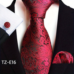 Men's Jacquard Tie Cufflink Square Scarf Business Parties
