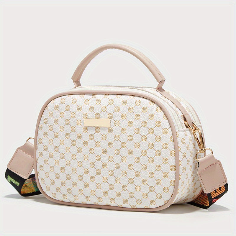 Polka Dot Handbag Small Crossbody Bag Double Zipper Purse