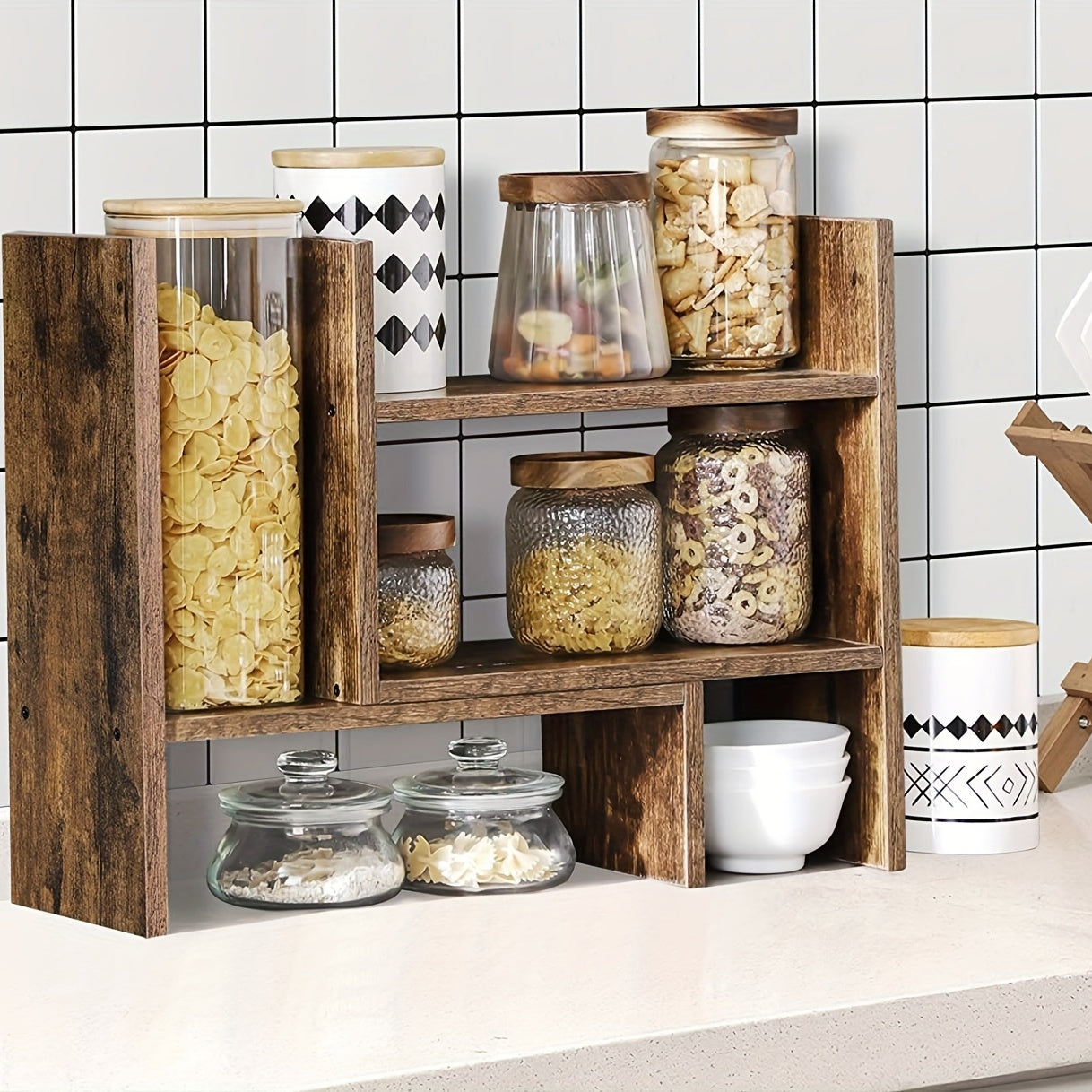 Wooden Office Storage Rack Desktop Organizer Display Shelf