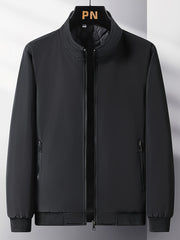 Men's Casual Zipper Jacket Solid Stand Collar