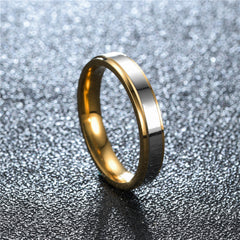 High-End Double Step Mirrored Golden SS Ring for Couples