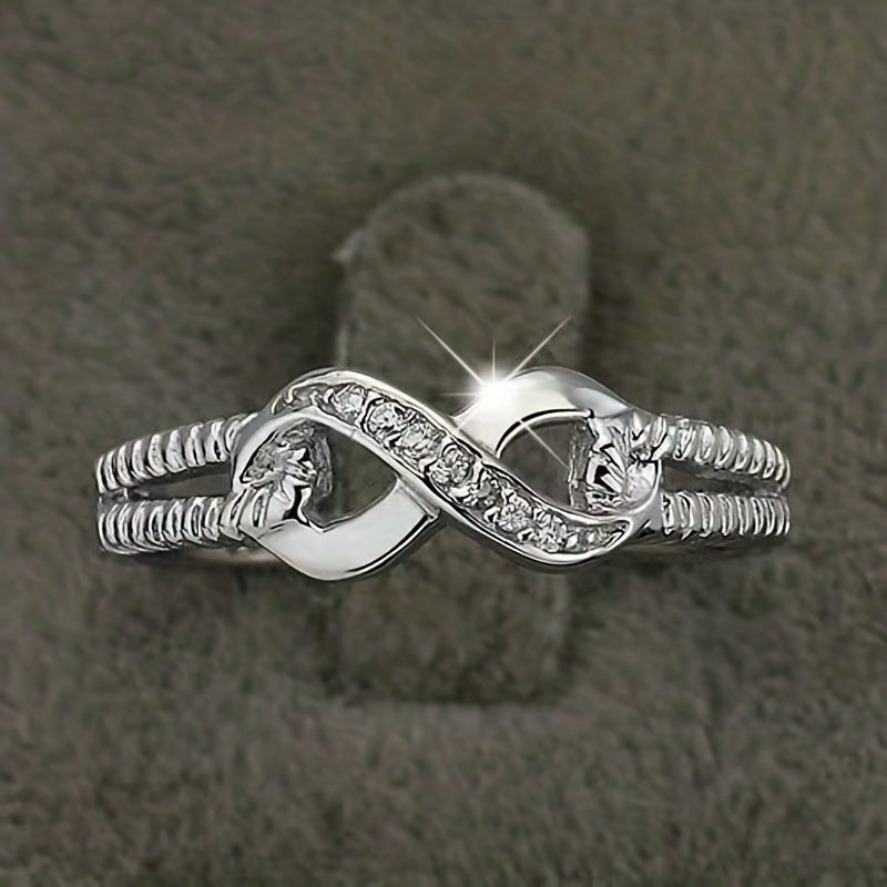 Infinity Symbol Platinum Rhinestone Ring