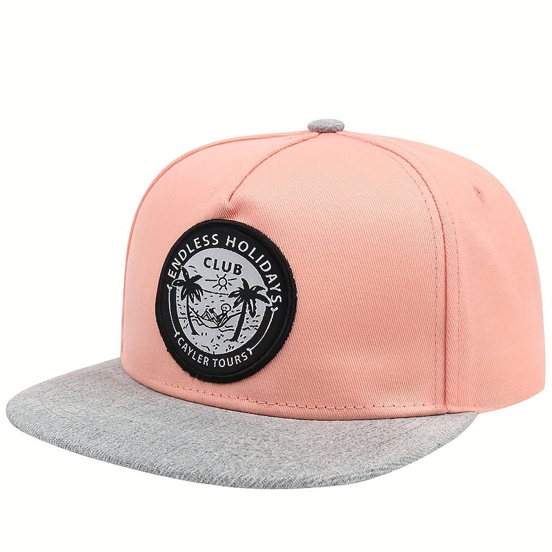 Coconut Tree Patch Baseball Cap Pink Block Snapback Hats