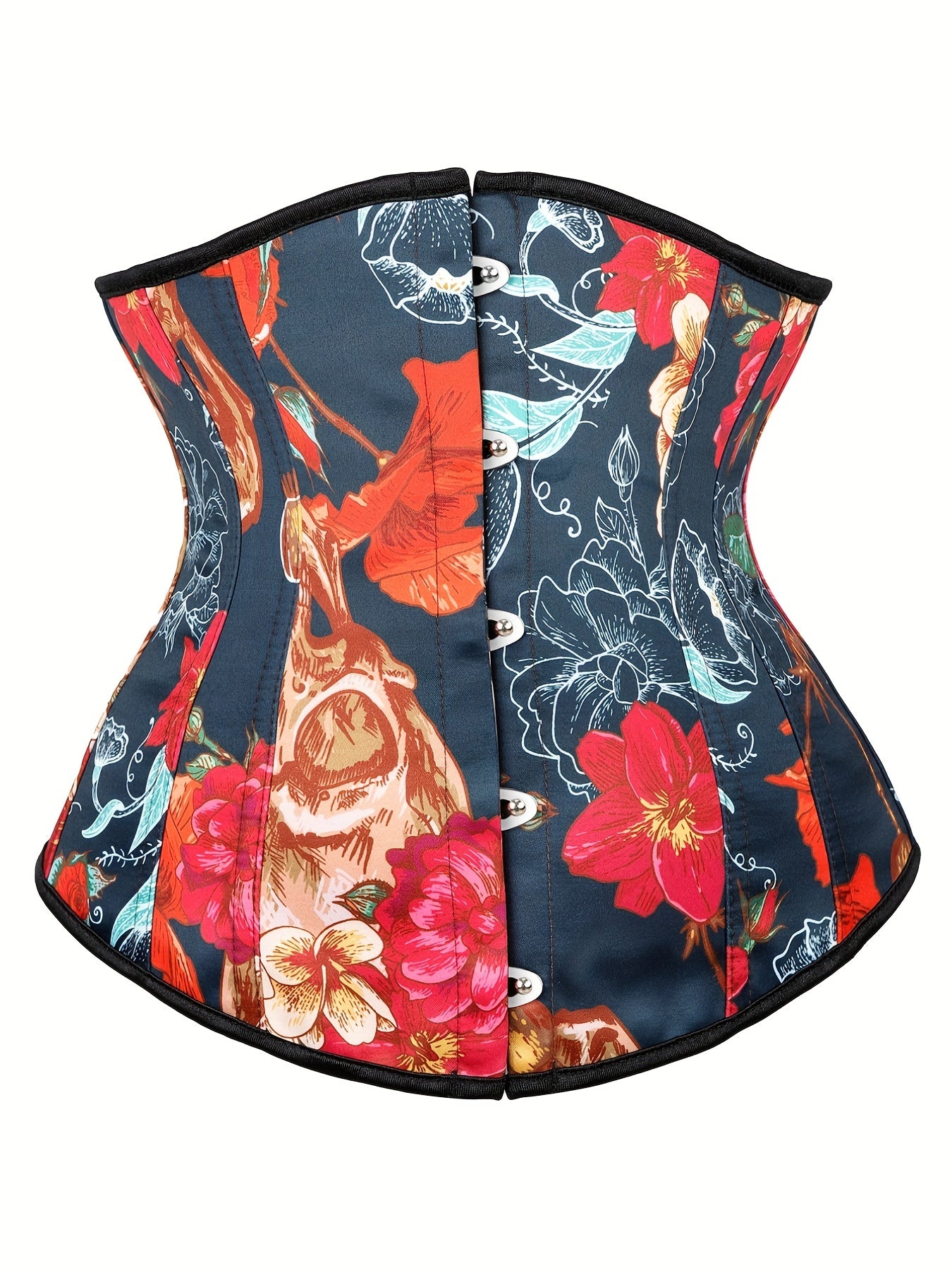 Floral Print Corset Tummy Control Lace Up Body Shaper Women's Lingerie