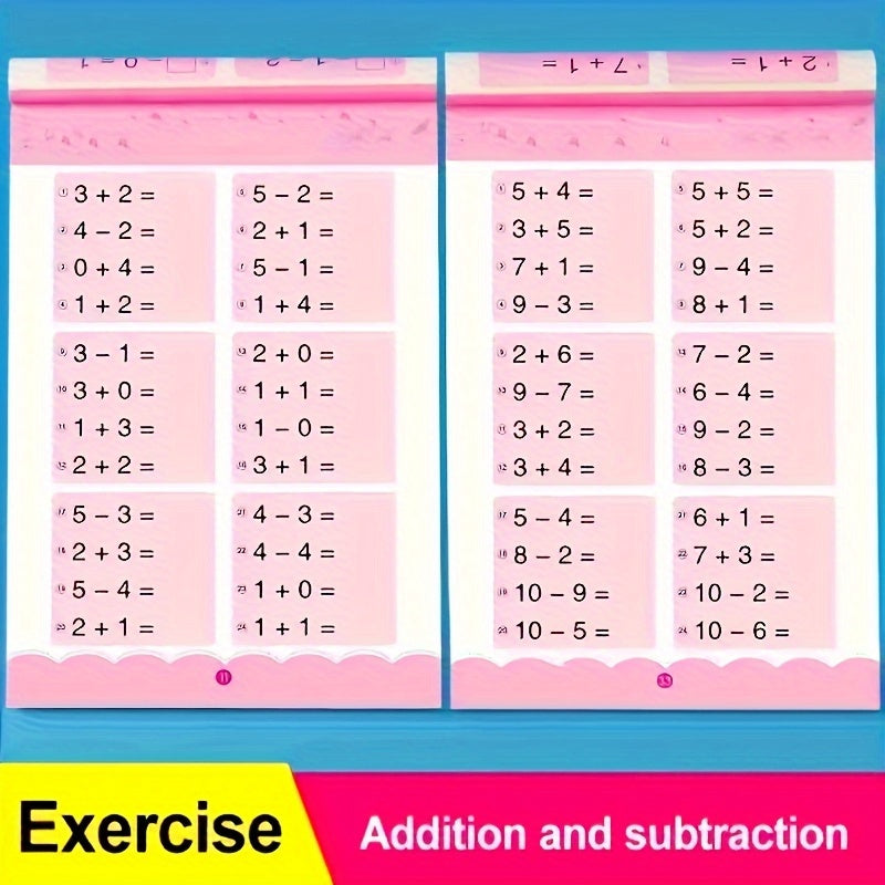 Math Exercise Book & Arithmetic Cards for Addition/Subtraction Within 10-100