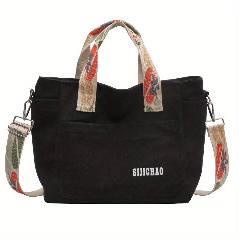 Vintage Canvas Crossbody Bag Retro Large Capacity Tote Women's Handbag
