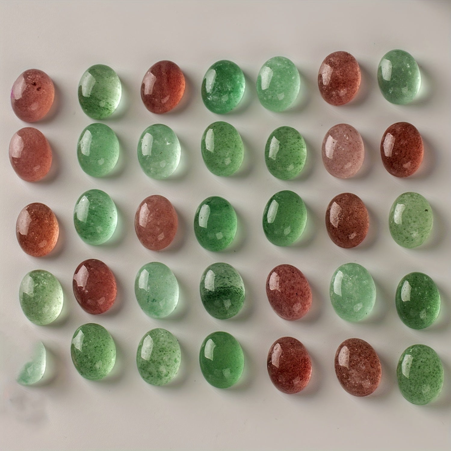 Natural Strawberry Crystal Red Green Egg Ring Bare Stone