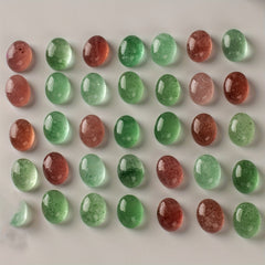 Natural Strawberry Crystal Red Green Egg Ring Bare Stone