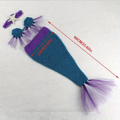 3pcs Baby Purple Mermaid Photo Dress Woolen Woven Costume