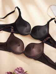 2pcs Solid T Shirt Bras Comfy Push Up Everyday Bra Women's Lingerie