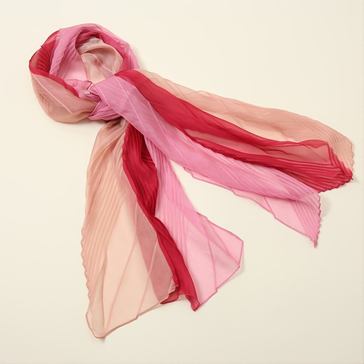 Silk Satin Gradient Crumpled Scarf Comfortable Warm Shawl