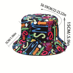 Coke Print Reversible Bucket Hat Lightweight Sunscreen Casual Fisherman Cap
