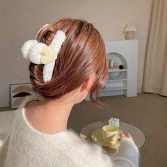 Heart Decor Fluffy Hair Claw Non Slip Hair Styling Accessory