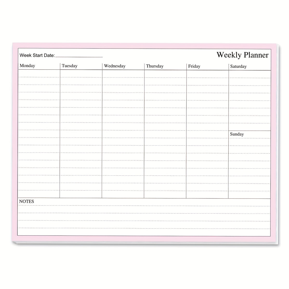 Undated Weekly Planner Notebook Daily To Do List Notepad