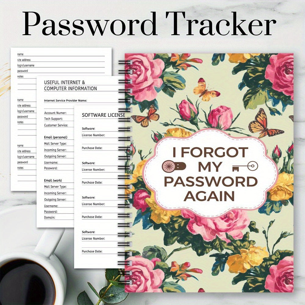 Floral Spiral Password Notebook 70 Pages