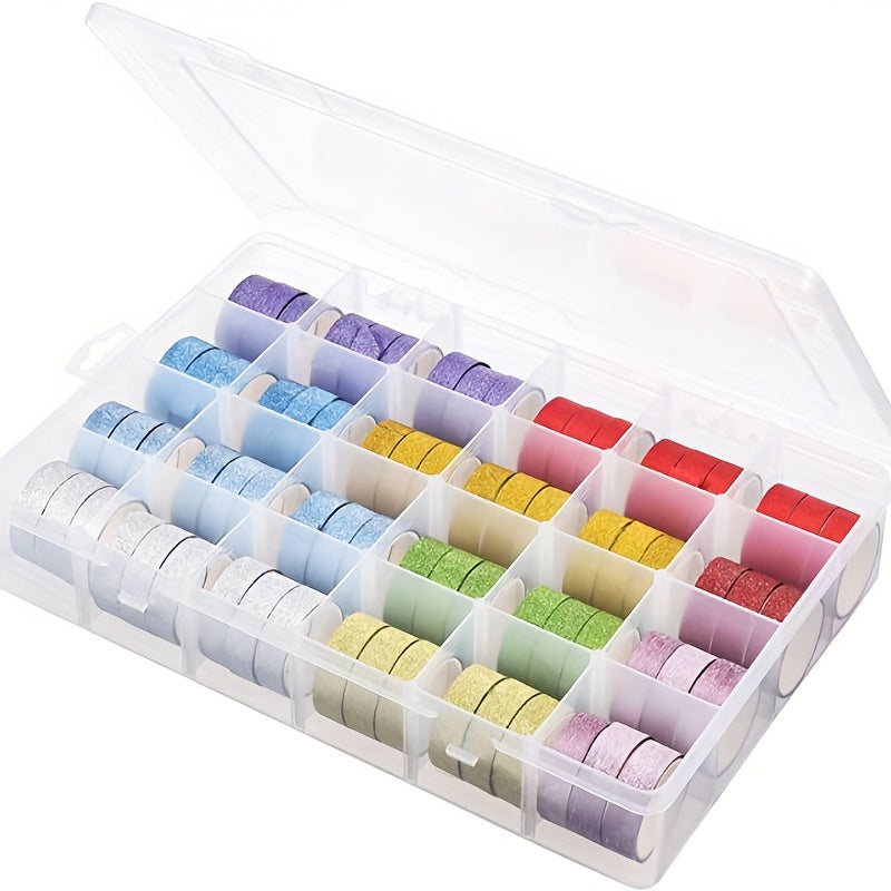Clear Plastic Organizer Storage Box 24 Grids Washi Tape Jewelry