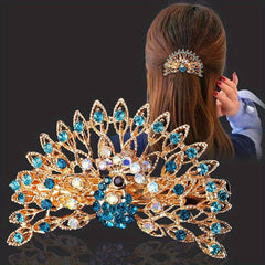Alloy Peacock Shaped Barrette Glitter Rhinestone Hair Clip Vintage Hair Clip
