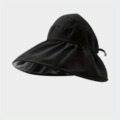 UPF50 Ponytail Visor Hat Solid Double Layer Sun Hat Lightweight Foldable